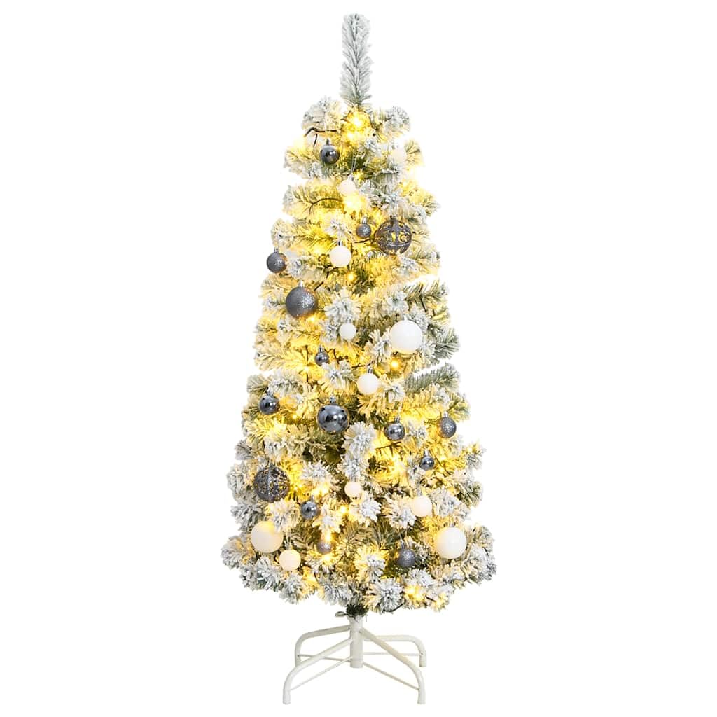 vidaXL Plastic Spruce Hinged 150 LEDs & Balls 120 cm