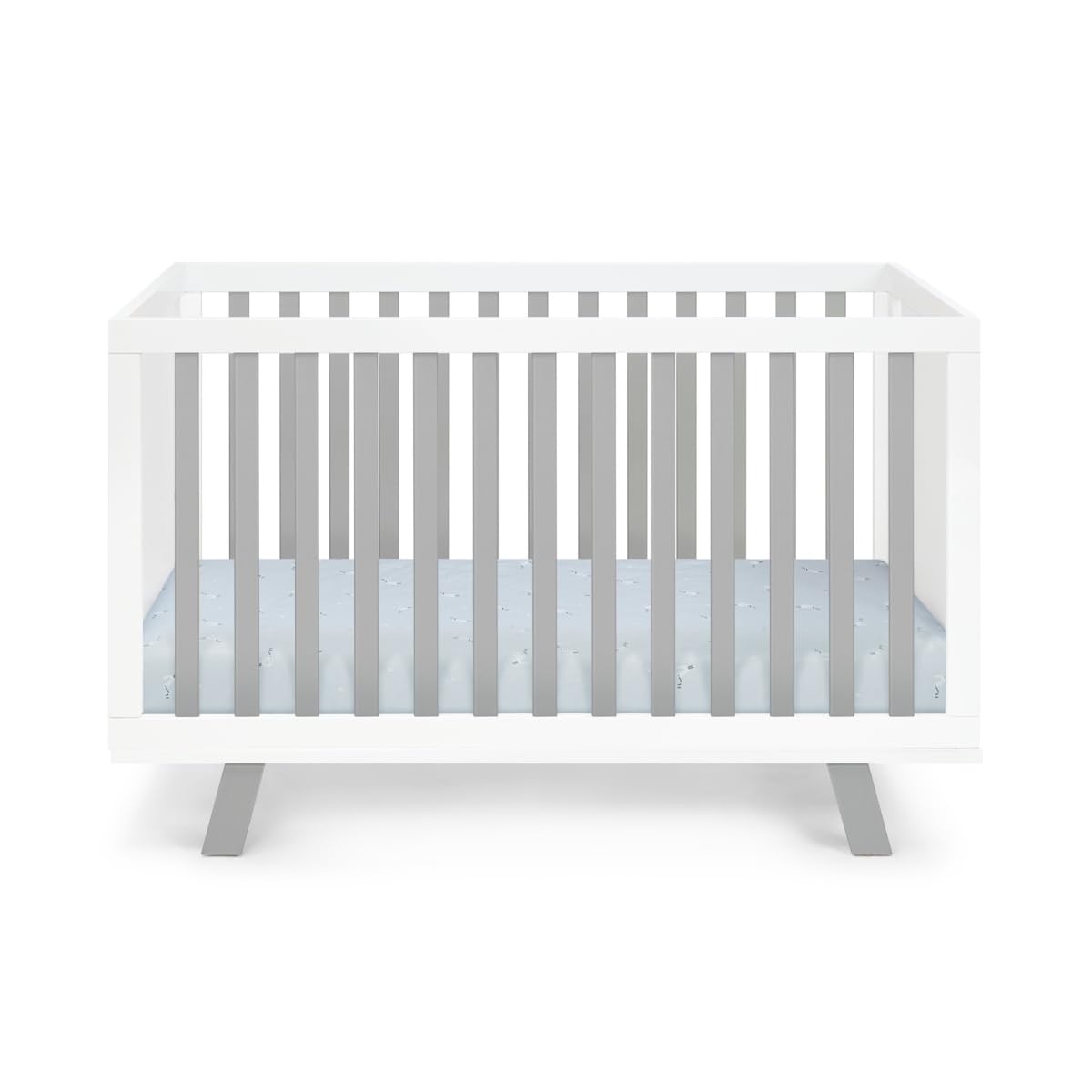 HomeRoots 530227 Solid & Manufactured Wood Standard Three-in-One Convertible Crib Gray & White