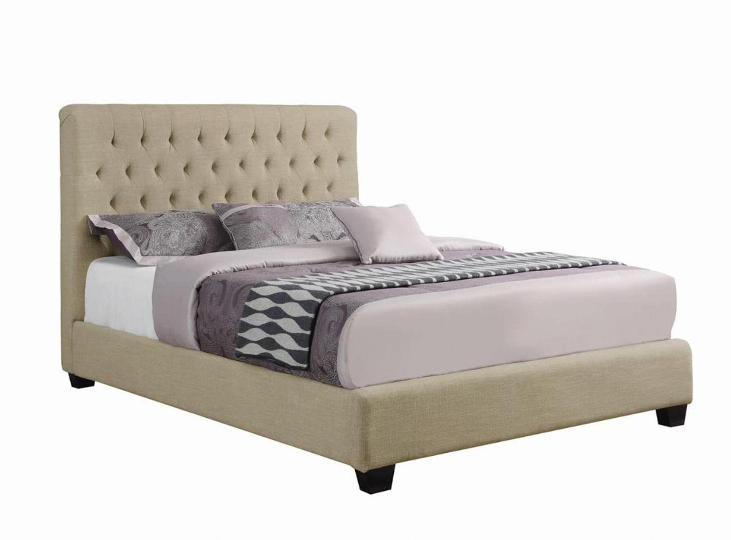 Coaster Home Furnishings 300007Q Upholstered Bed, Oatmeal