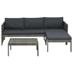 vidaXL 3-Piece Poly Rattan Patio Lounge Set with Cushions - Gray - Weather-Resistant Outdoor Furniture Set for Gardens, Patios, and Terraces - Comfortable Seating and Durable Construction
