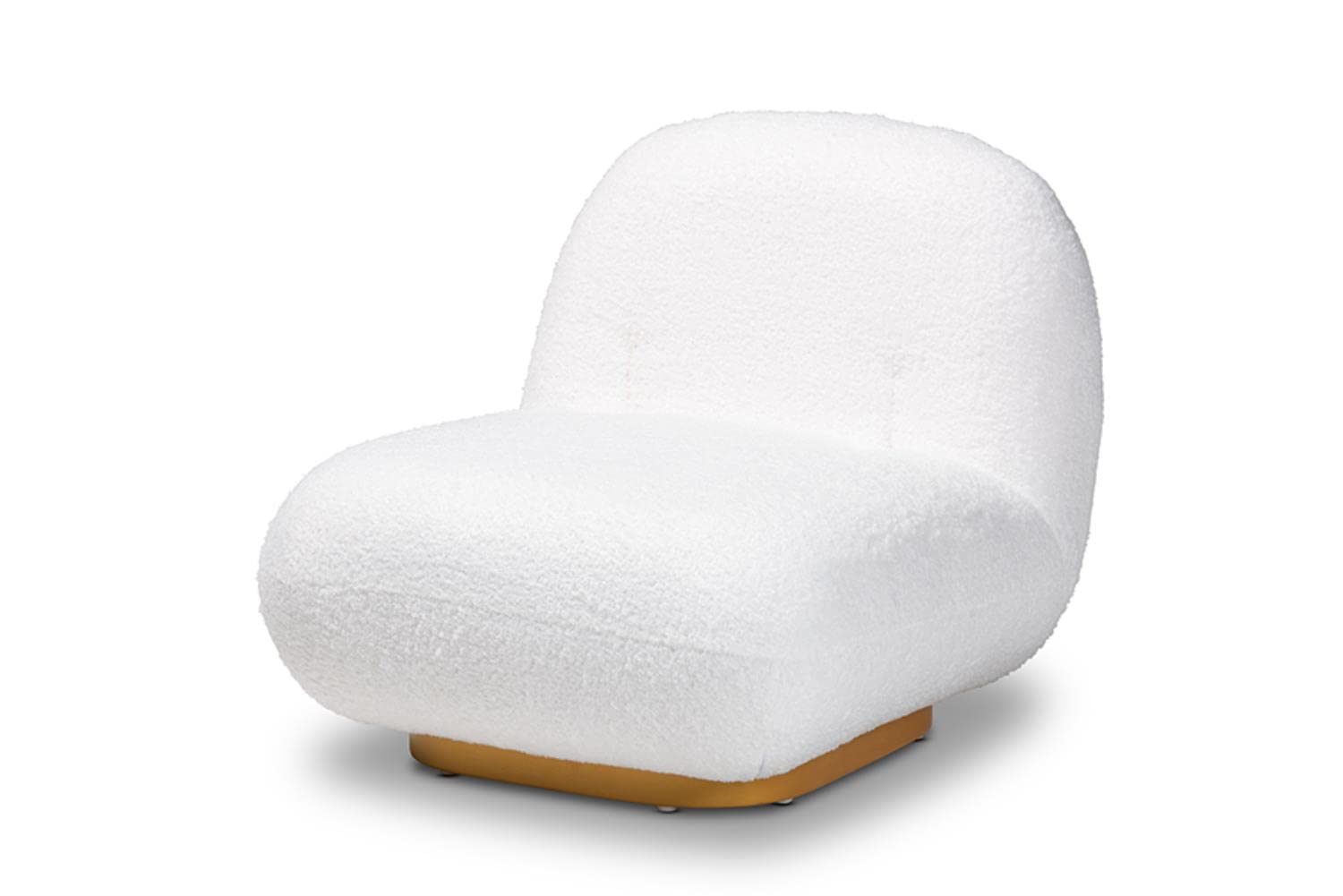 Baxton Studio Paiva Modern and Contemporary White Boucle Upholstered and Brushed Gold Finished Accent Chair