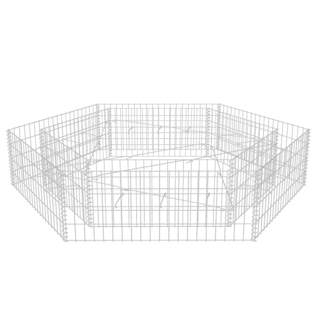 vidaXL Gabion Basket Hexagonal, Galvanised Steel Gabion Planter, Gabion Raised Bed for Garden, High Load Capacity, 78.7''x68.1''