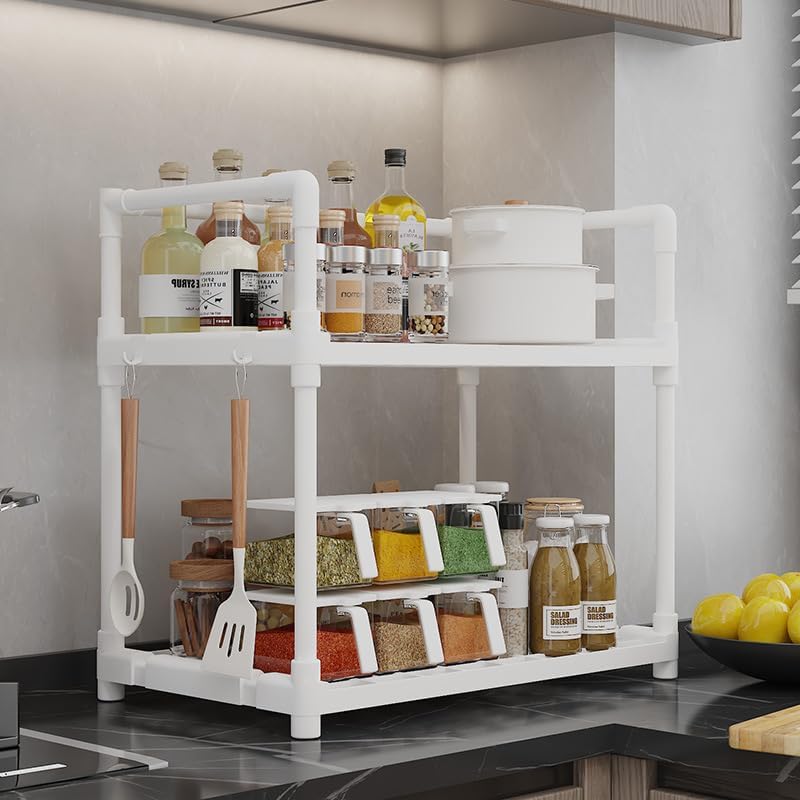 Ketumal 2Tier / 3Tier Standing Rack/Metal Bathroom Countertop Storage Rack/Kitchen Organizer/Spice Rack/Storage Shelf For Kitc
