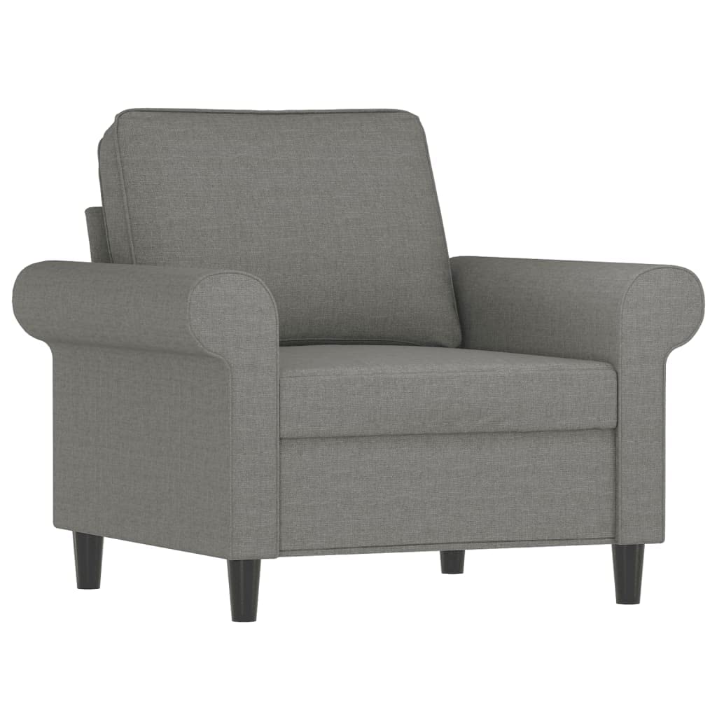 vidaXL Modern Sofa Chair with Footstool in Dark Gray - Comfortable Fabric Lounge Seating for Living Room and Office Space