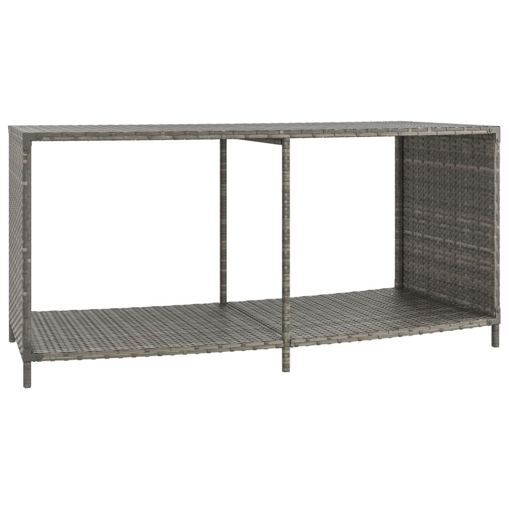 vidaXL Storage Shelves 2 pcs in Structurally-Stable Powder-Coated Steel, Weather Resistant Space-Efficient Gray Poly Rattan, Perfect for Outdoor Spaces
