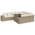 vidaXL 11 Piece Patio Sofa Set with Cushions Beige Poly Rattan