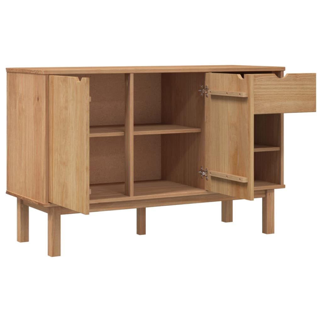 vidaXL OTTA Sideboard in Solid Wood Pine, Scandinavian Design, with Drawer and Compartment Storage, Measuring 44.9&quot; x 16.9&quot; x 28.9&quot;, Ideal for Organizing Essentials