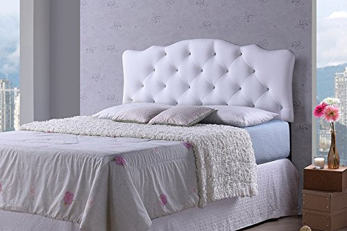 Baxton Studio Rita Modern and Contemporary White Faux Leather Upholstered Button-Tufted Scalloped Twin Size Headboard