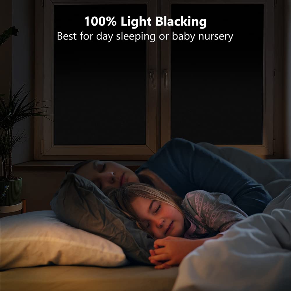 Finnez Blackwhiteout Window Film Privacy, No Glue Static Cling, Anti Uv, 100% Light Blocking Black Window Film For Home Or Offic