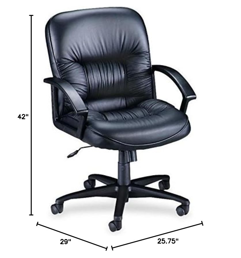 Lorell Leather Tufted Mid-Back Chair