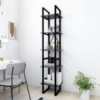 vidaXL Bookshelf Storage Shelf Shelving Unit Gray Engineered Wood/Metal Frame - Modern Freestanding Bookcase/Cabinet for Living Room/Office with 5 Shelves - 2 Cabinets, 27.6" / 41.3" High