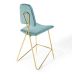 Modway Ponder Performance Velvet Bar Stool, Sea Blue
