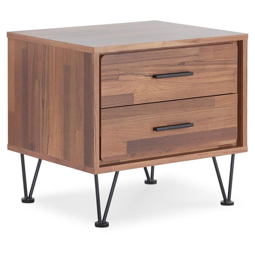 Acme Deoss Wooden Rectangular 2-Drawer Nightstand With V Shaped Legs In Walnut