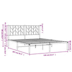vidaXL Steel Bed Frame with Headboard, Black Double Bed Providing Storage and Support - Mattress not Included