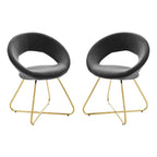 Modway Nouvelle 19" Velvet Dining Chairs in Gold/Charcoal (Set of 2)