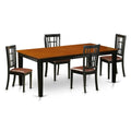 East West Furniture QUNI5-BCH-LC 5 Piece Modern Dining Table Set Includes a Rectangle Wooden Table with Butterfly Leaf and 4 Faux Leather Upholstered Chairs, 40x78 Inch, Black & Cherry