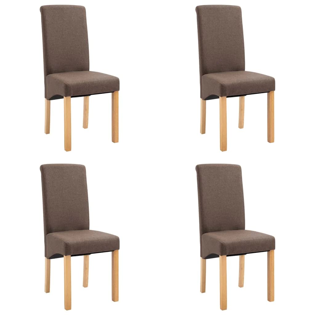 vidaXL Dining Chairs 4 Pcs, Side Chair with Wood Frame, Upholstered Fabric Accent Chair for Home Kitchen Living Room, Brown Fabric