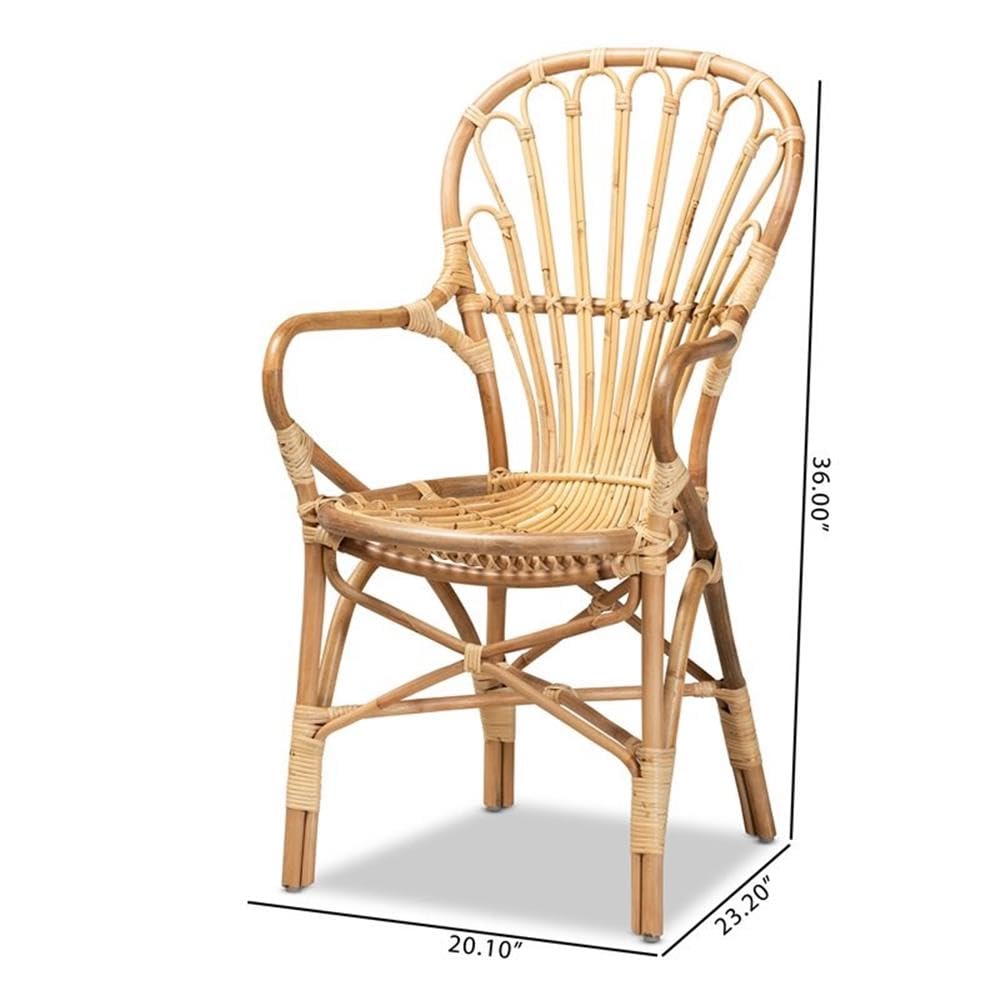 Baxton Studio Sheraton Rattan Dining Chair - Thumbnail 3