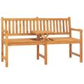 vidaXL Brown 3-Seater Garden Bench with Pop-Up Table - Solid Teak Wood - Farmhouse Style Outdoor Patio Pool Deck Furniture with Armrests and Backrest - 59.1" x 24.6" x 35.4"