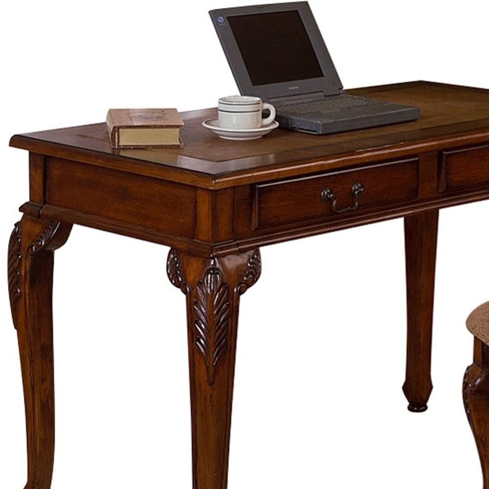 HomeRoots Brown/Dark Walnut Wood Classic Dark Walnut Office and Home Two Piece Desk Set