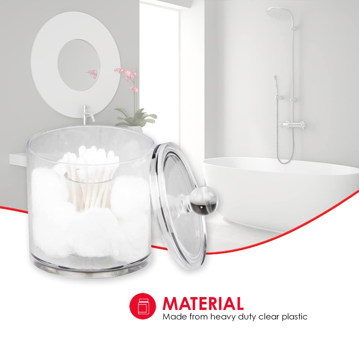 Home Basics Acrylic Cotton Ball And Swab Holder, Q-Tip Storage Organizer, Clear