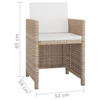 vidaXL 13 Piece Patio Dining Set with Cushions Poly Rattan Beige