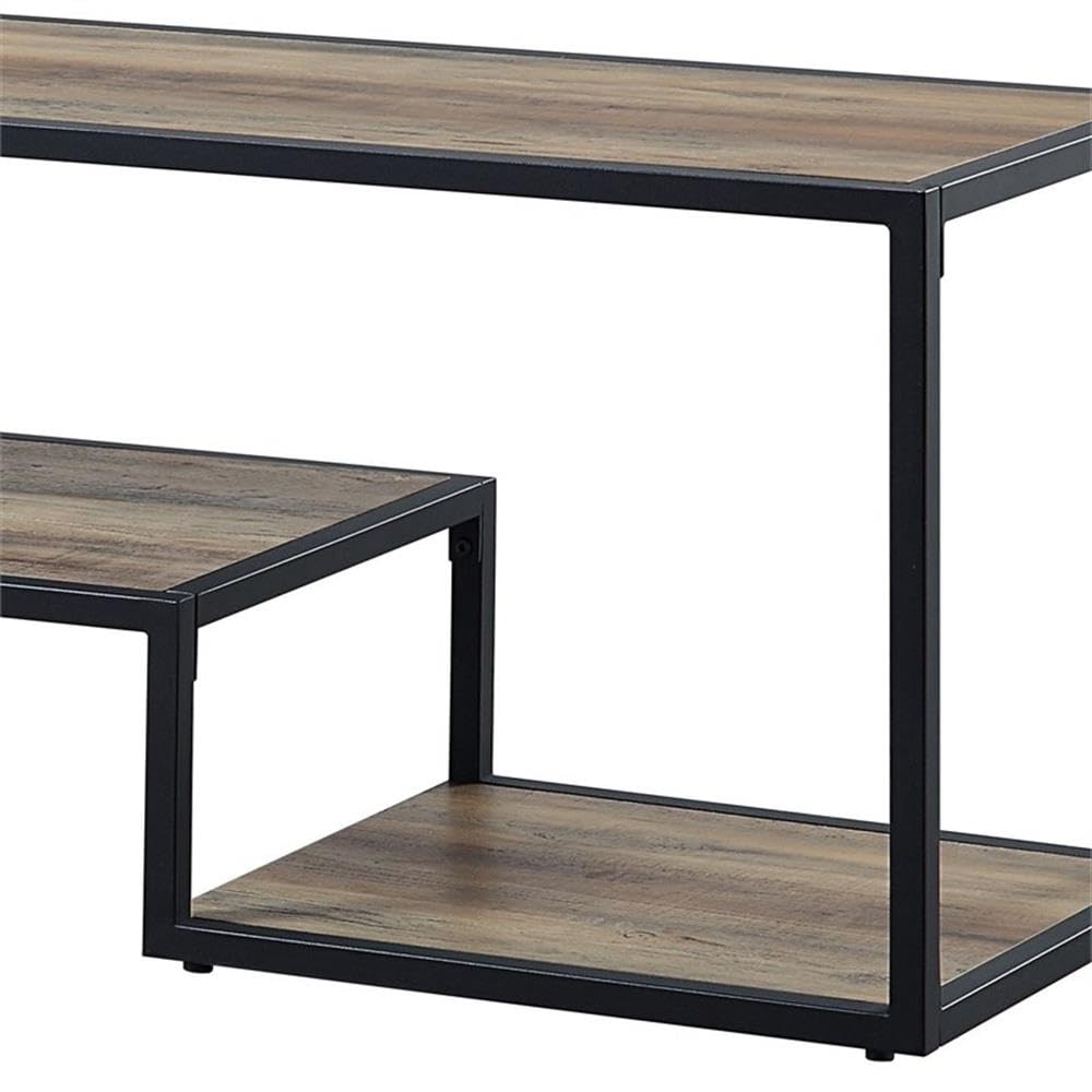 Acme Idella Wooden TV Stand in Rustic Oak and Black Finish