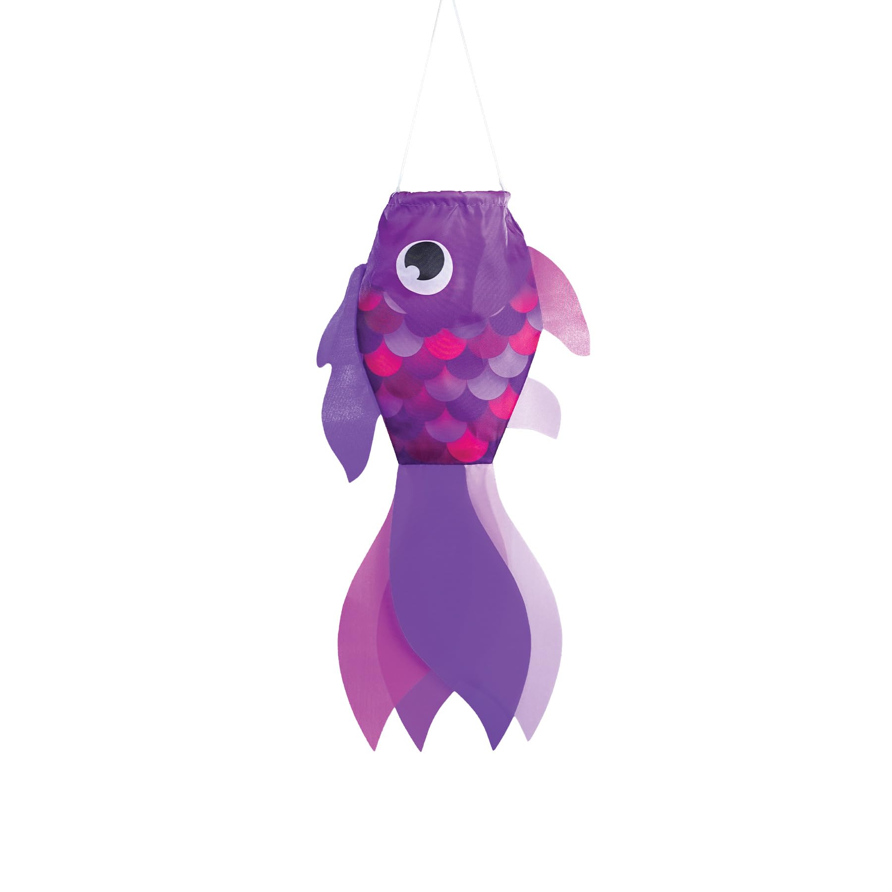 In The Breeze 5222 - 15-Inch Lavender Damsel Fish Windsock - Colorful Purple Fishsock Hanging Garden Decor With Detailed Printed