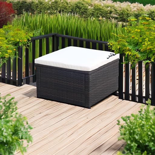 Vidaxl Footstool Ottoman Poly Rattan 21''X21''X11.8'' Brown