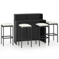 vidaXL Patio Bar Set 5 Piece, Bar Stool for Outdoor Garden Backyard, Bistro Set with Cushions, Bar Table, Farmhouse Modern Style, Black