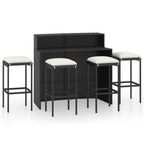 vidaXL Patio Bar Set 5 Piece, Bar Stool for Outdoor Garden Backyard, Bistro Set with Cushions, Bar Table, Farmhouse Modern Style, Black