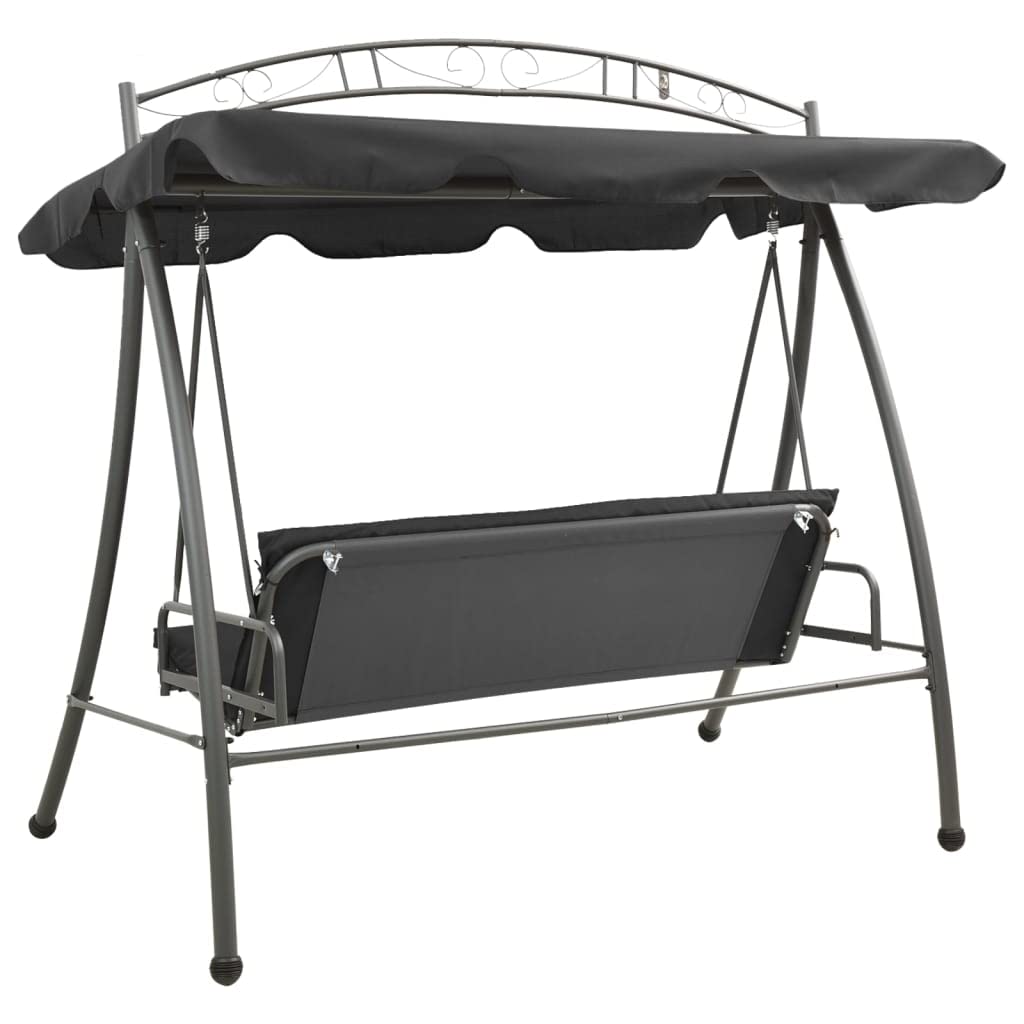 Great-hyc Outdoor Convertible Swing Bench with Canopy Anthracite 78&quot;x47.2&quot;x80.7&quot; Steel