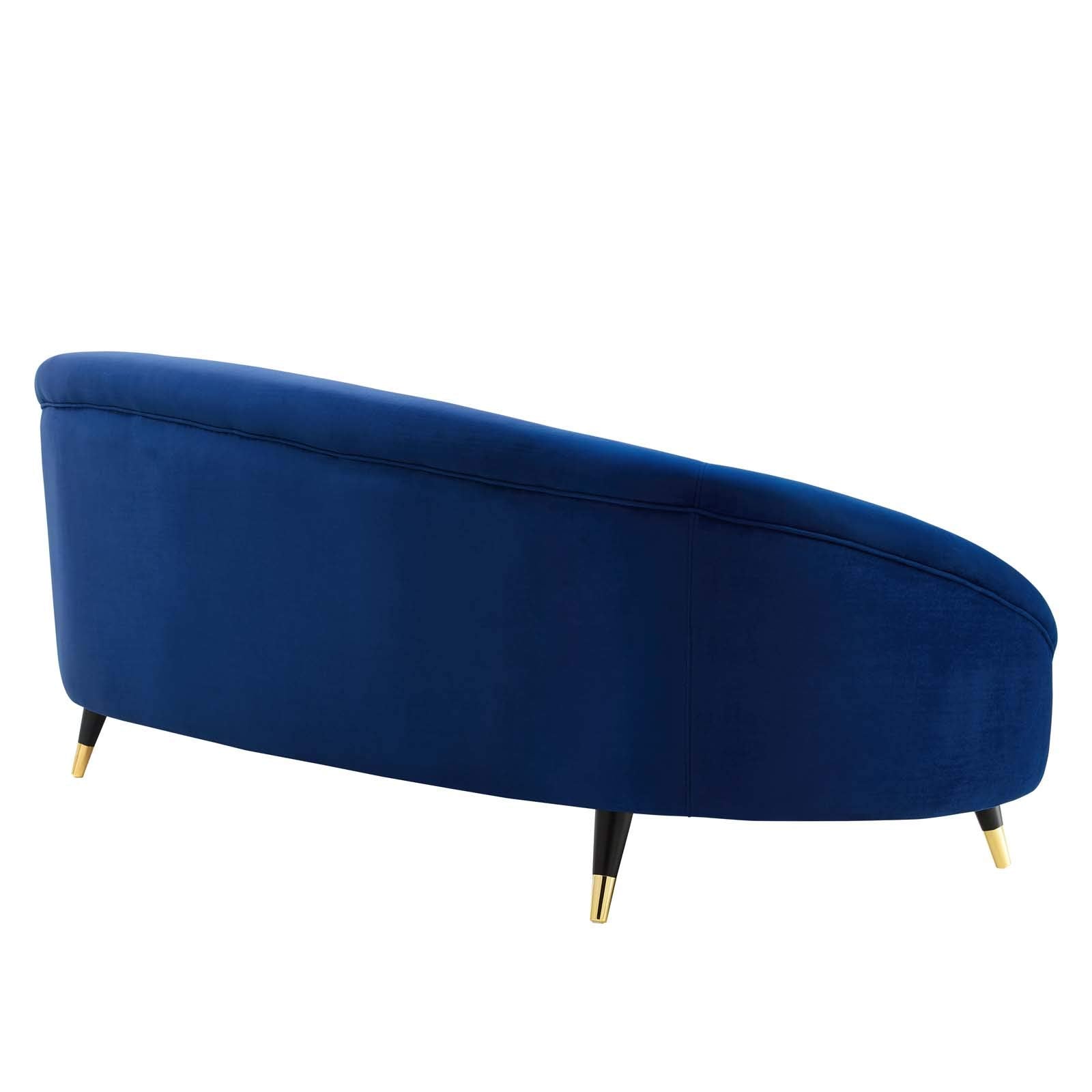 Modway Echo Curved Back Performance Velvet Sofa In Navy