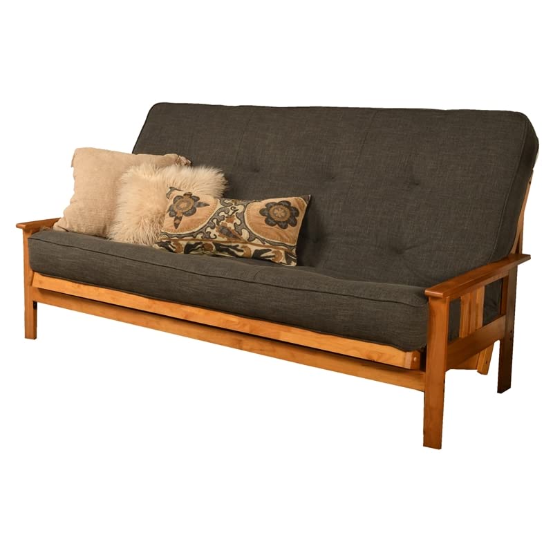 Kodiak Furniture Monterey Queen Butternut Wood Futon-Linen Charcoal Mattress