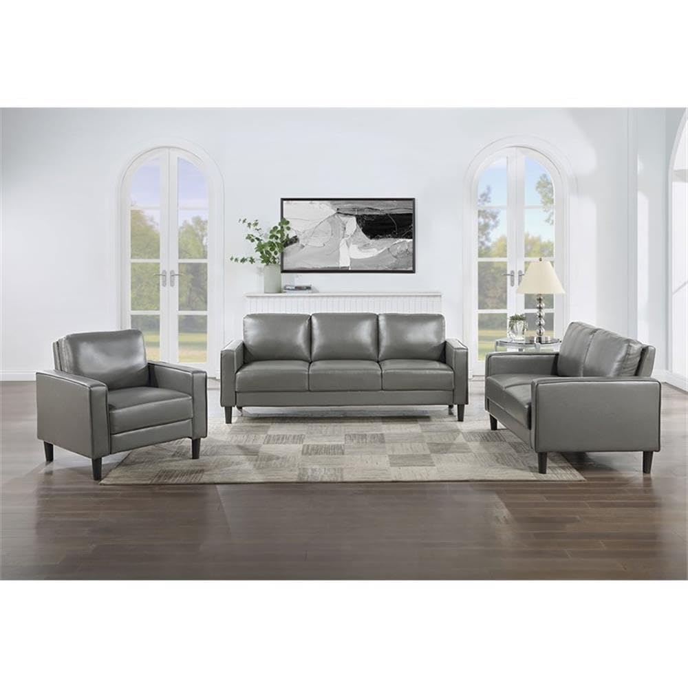 Coaster Ruth 3-Piece Upholstered Track Arm Faux Leather Sofa Set - Thumbnail 2