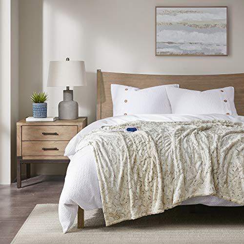 Beautyrest Zuri Electric Blanket Throw Ultra Soft Faux Fur Reverse To Mink Auto Shut Off Oversize With 3 Heat Level Setting Cont
