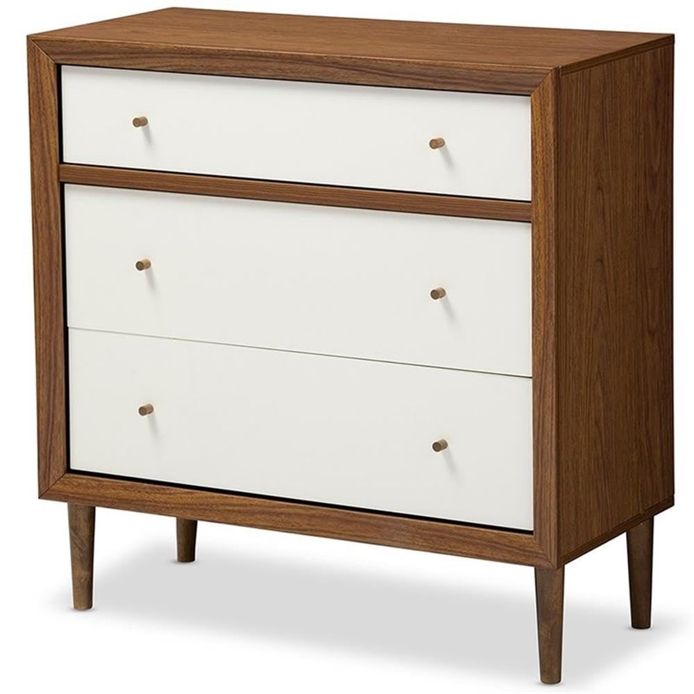 Baxton Studio FP-6782-Walnut/White chests-of-Drawers, Medium, White and Walnut