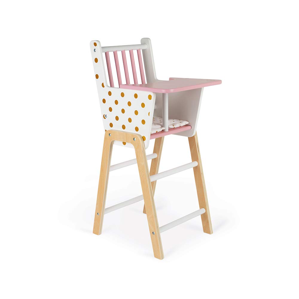 Janod Candy Chic Highchair - Wooden Baby Doll Chair - Ages 3+ - J05888