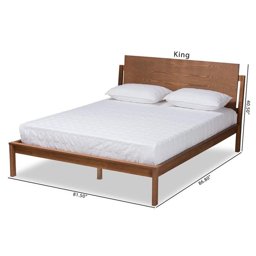 Baxton Studio Giuseppe Modern and Contemporary Walnut Brown Finished Queen Size Platform Bed