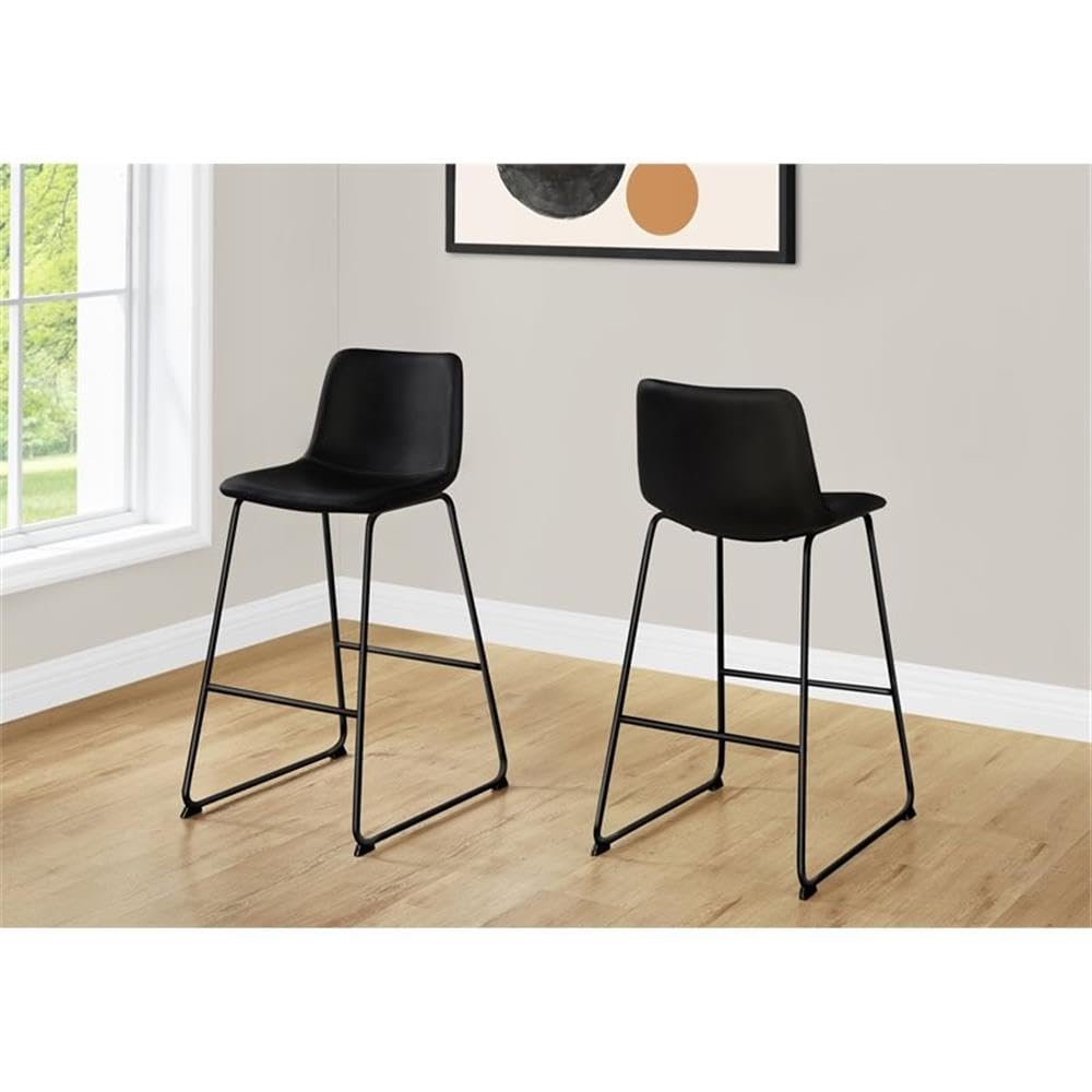 Monarch Specialties 7754, Bar Height, Computer, Work, Pu, Contemporary, Modern Office Chair Stand-Up Desk, 18" L x 22" W x 39.75" H, Black Leather-Look/Black Metal