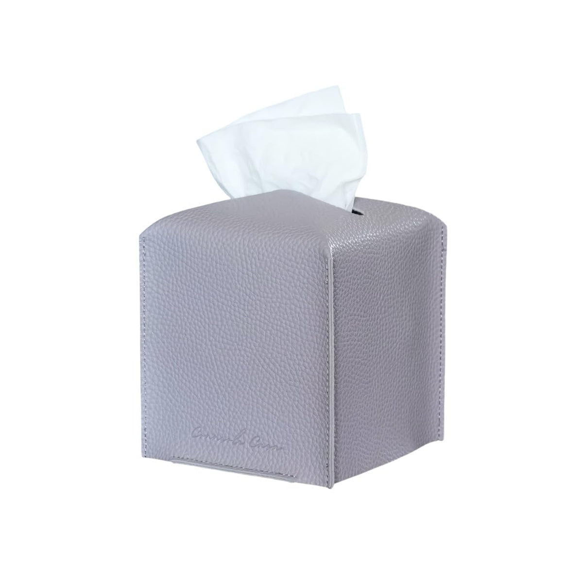 Connsole Casa Premium PU Leather Tissue Box Holder - Elegant Hotel-Style Grey Tissue Box Cover for Enhanced D  cor of Home, Offi