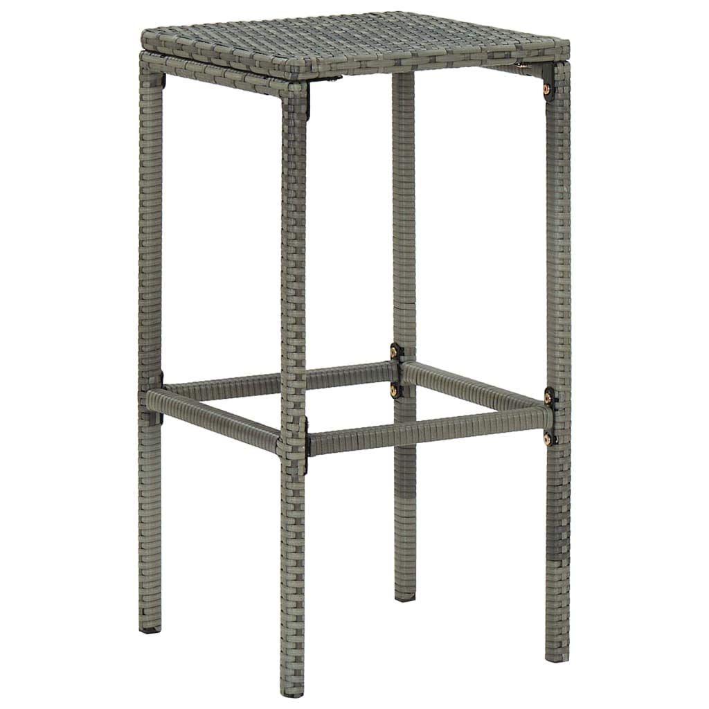 vidaXL Modern Bar Stools - 6 Piece Set in Gray Poly Rattan with Cushions - Durable Steel Frame - Comfortable Seat Cushions - Indoor and Outdoor Use