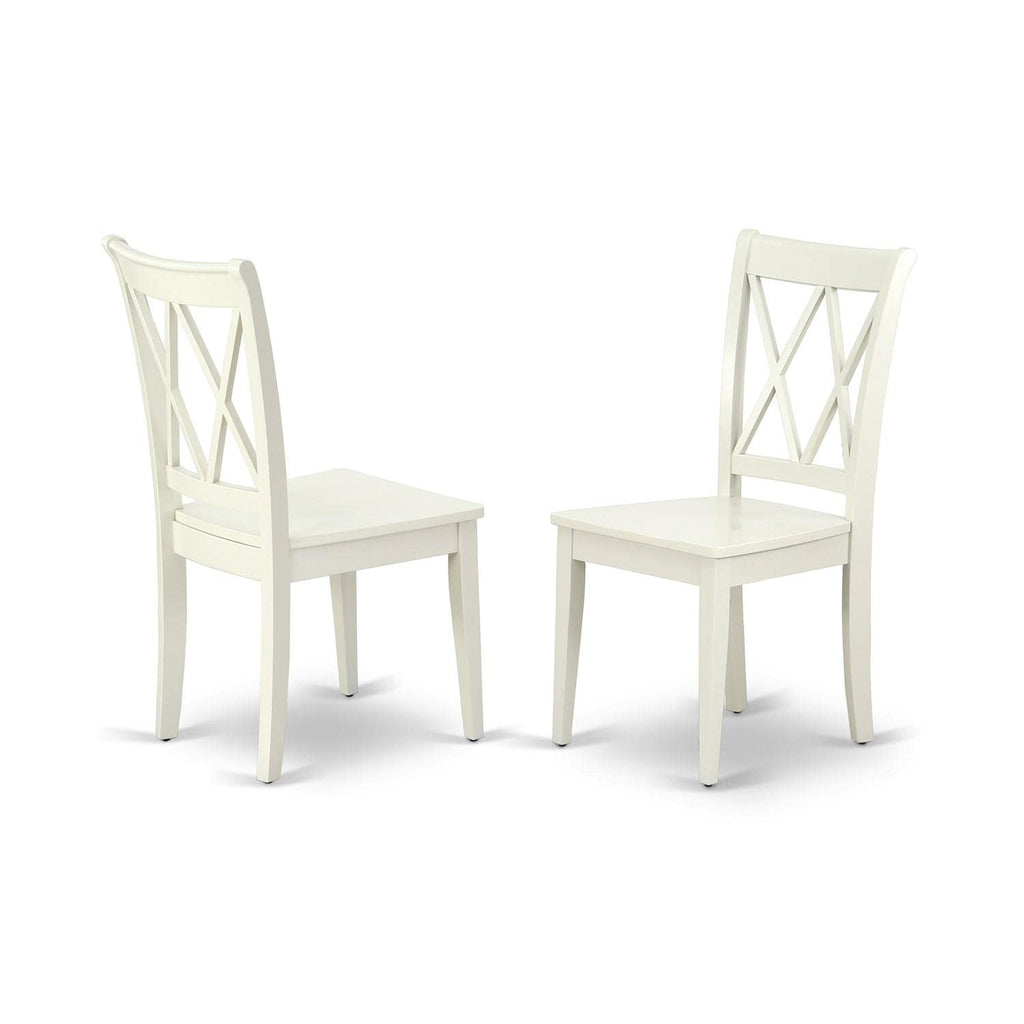 East West Furniture Dining Clc-Lwh-W Clarksville Double X-Back Formal Chairs In Linen White Finish (Set Of 2)