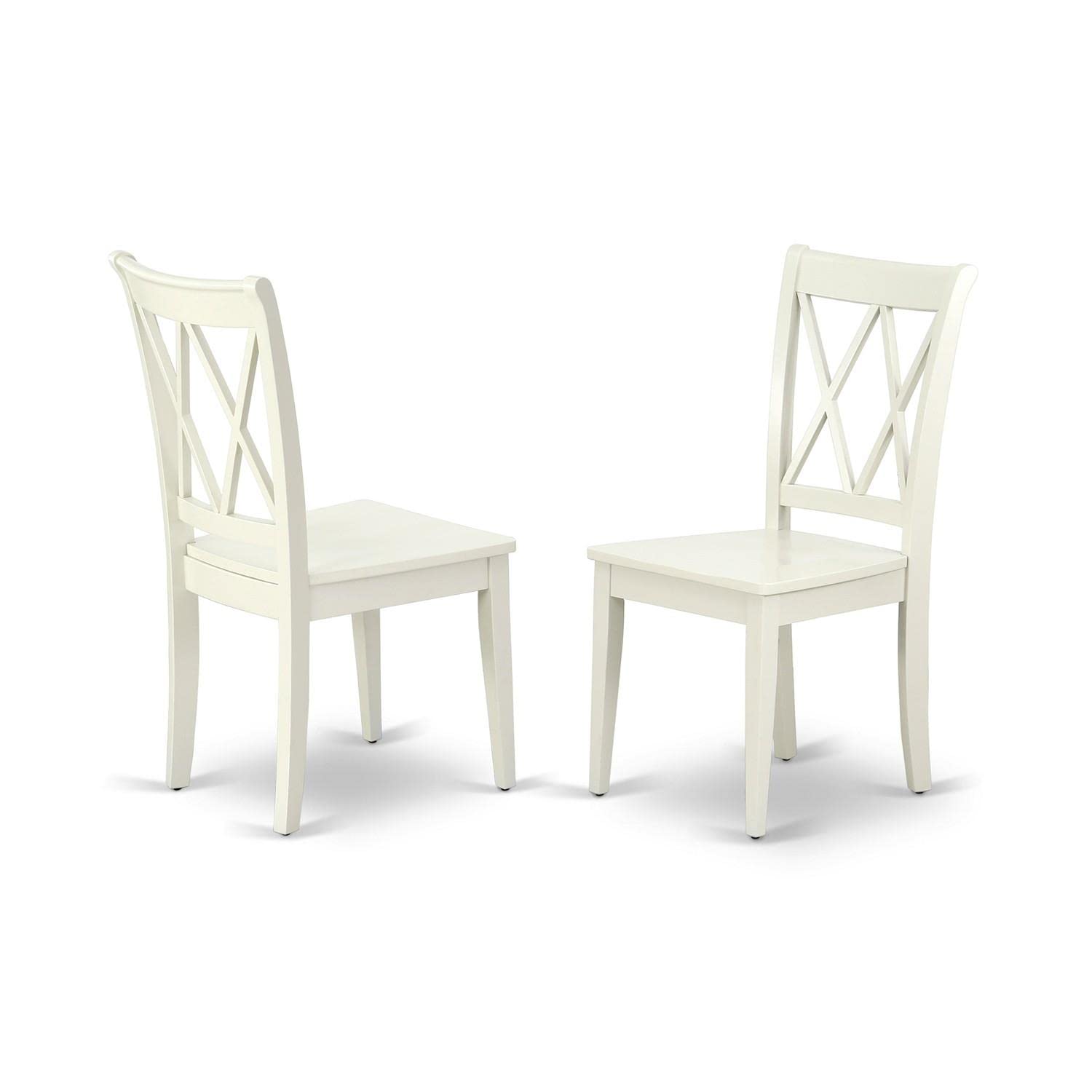 East West Furniture Dining Clc-Lwh-W Clarksville Double X-Back Formal Chairs In Linen White Finish (Set Of 2)