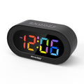 REACHER Small Digital Rainbow LED Alarm Clock with Snooze, Easy to Use, Full Range Brightness Dimmer, Adjustable Alarm Volume, O