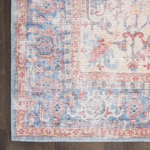 HomeRoots 522460 8 x 10 ft. Blue Floral Traditional Power Loomed Distressed Rectangle Area Rug