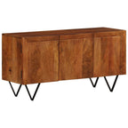 vidaXL Solid Mango Wood Sideboard with V-Shaped Steel Legs - Spacious Rustic Cabinet for Living Room, Lounge Area