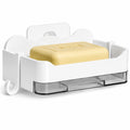 VAIZAR SelfAdhseive Bathroom Soap Holder with Drainage Tray Wall Mounted Soap Sponge Holder Organizer Accessories,Plastic (1, W