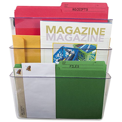 Storex 70245U06C Wall File, Letter, 13 X 14, Three Pocket, Clear