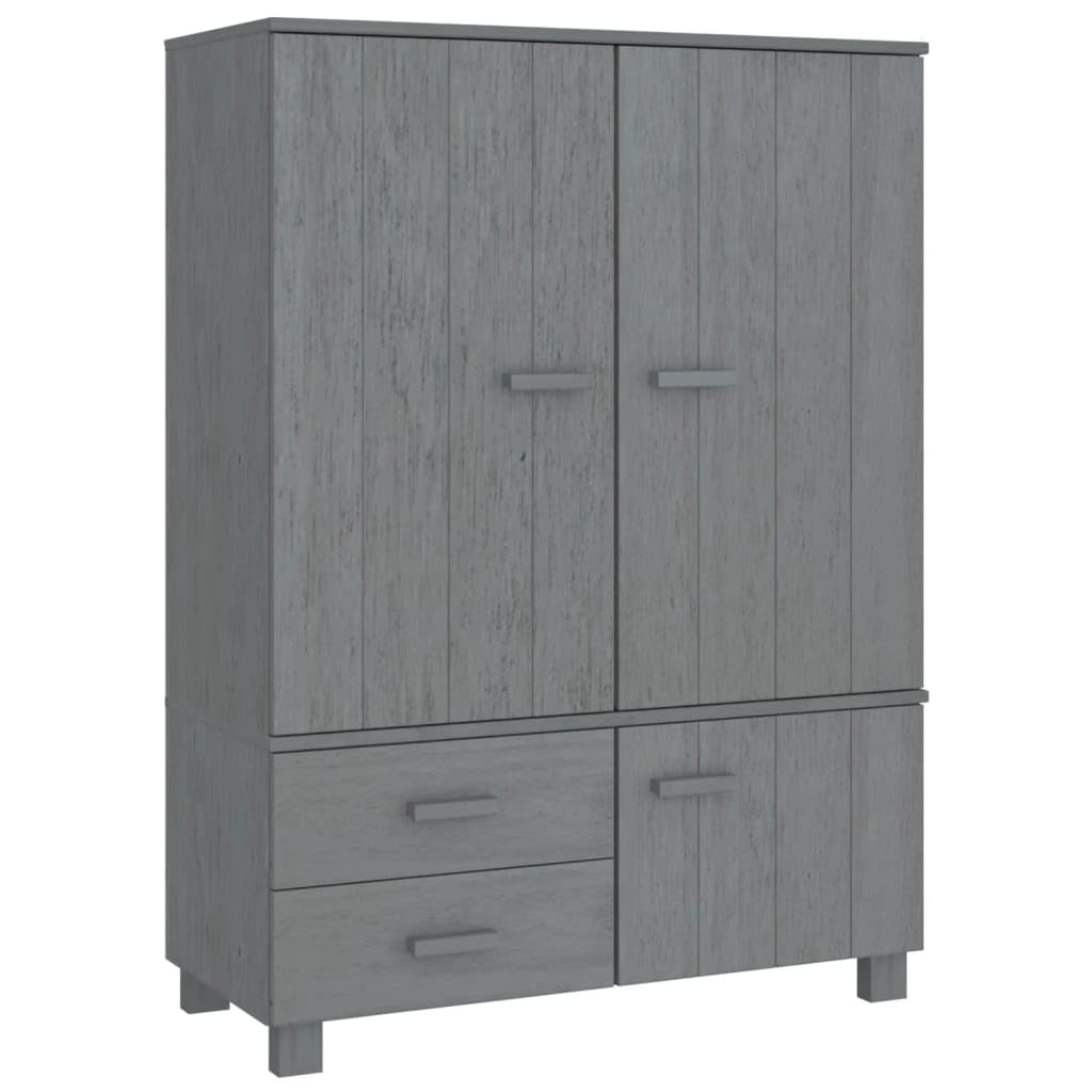 vidaXL Solid Pinewood Wardrobe Dark Gray with Ample Storage Space, Sturdy Construction and Smooth Sliding Drawers